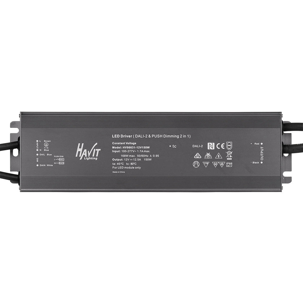 Outdoor 150W 24V DC LED Dali + Push Dim Constant Voltage Driver IP66 - HV96631-24V150W