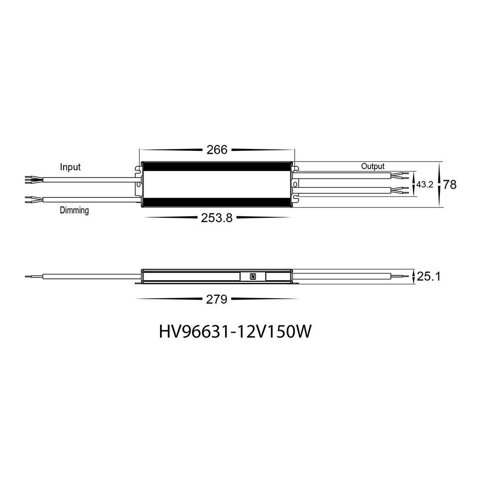 Outdoor 150W 12V DC LED Dali + Push Dim Constant Voltage Driver IP66 - HV96631-12V150W
