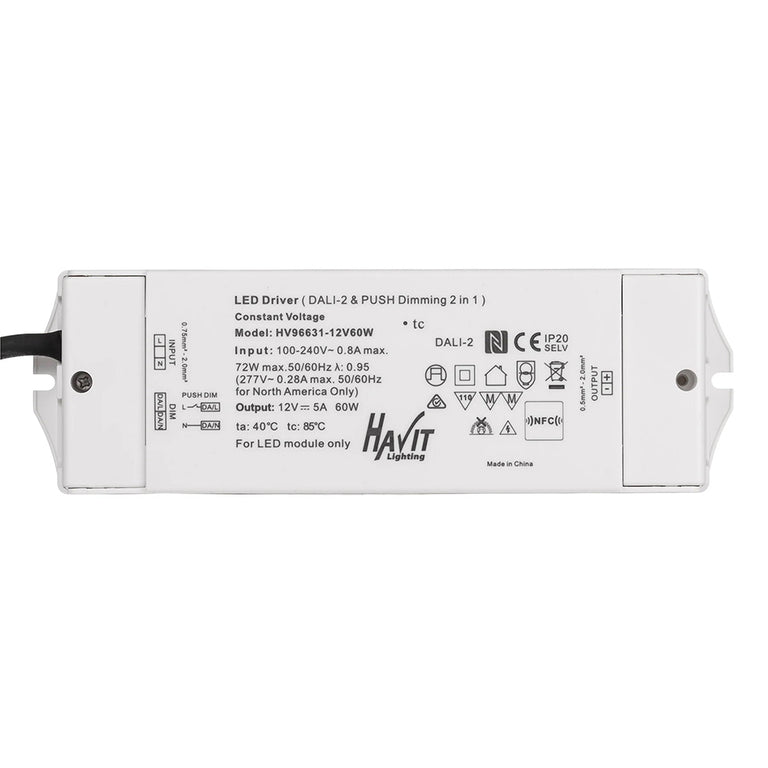 Indoor 60W 24V DC LED Dali + Push Dim Constant Voltage Driver - HV96631-24V60W