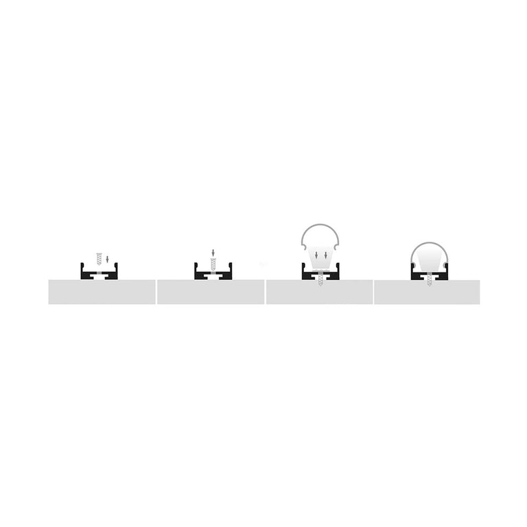 Rounded 1 Metre 23x19mm Aluminium LED Profile - HV9690-2119