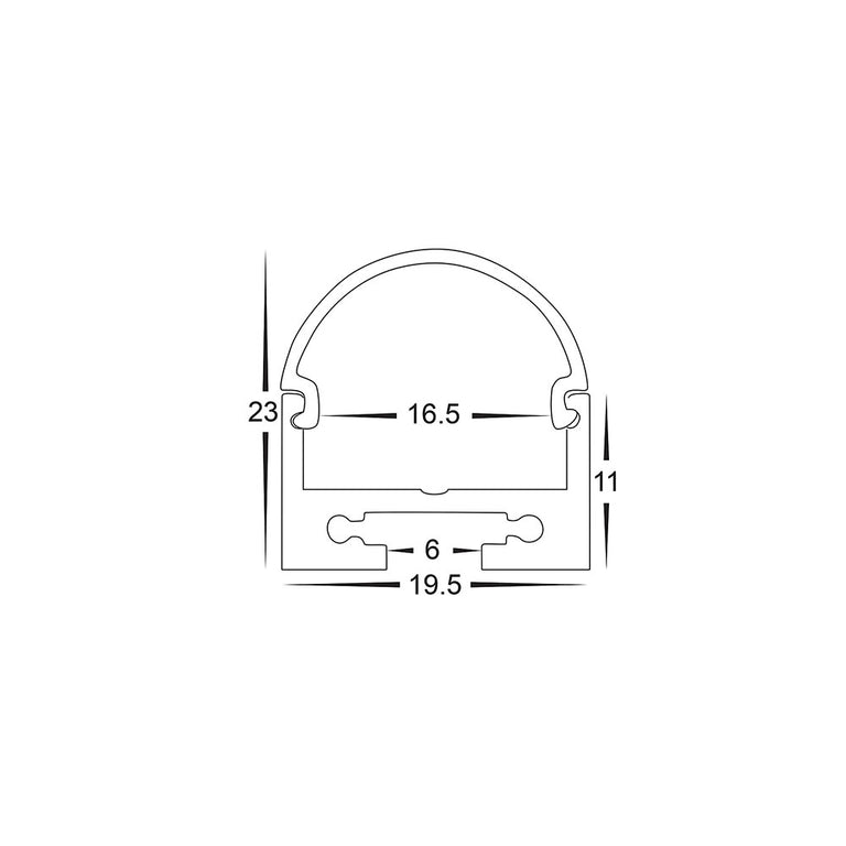 Rounded 1 Metre 23x19mm Aluminium LED Profile - HV9690-2119