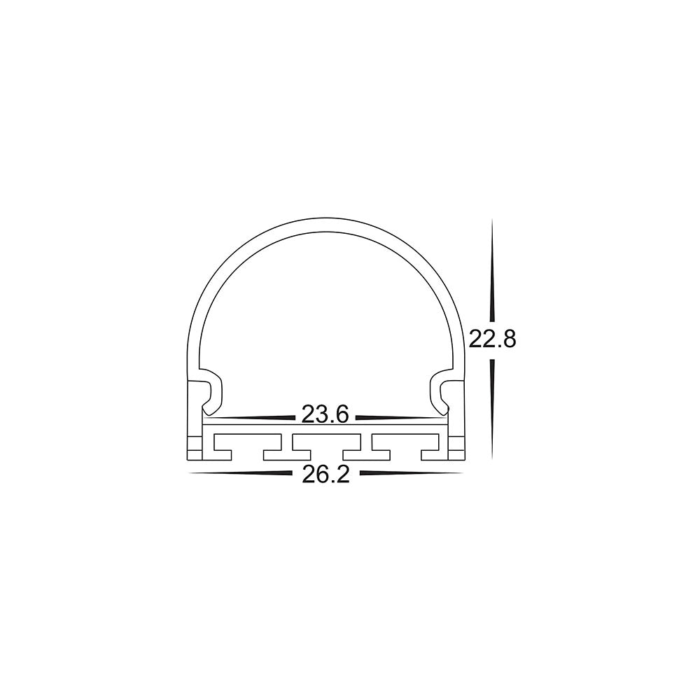 Rounded 2 Metre 26x23mm Aluminium LED Profile - HV9690-2618-2M