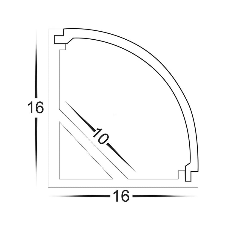 Corner 3 meter 16x16mm Aluminium LED Profile Black - HV9691-1616-BLK-3M