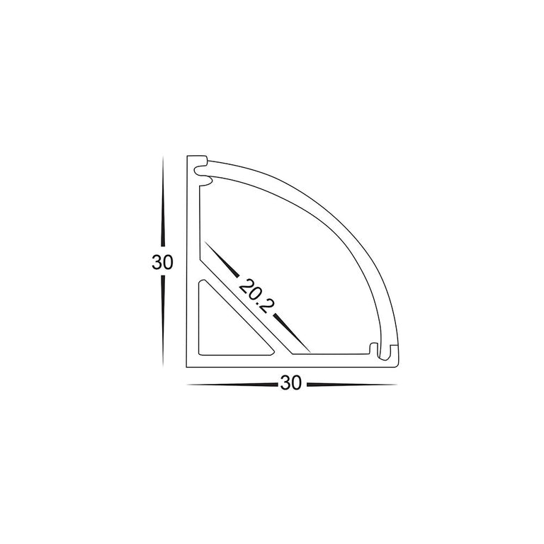 Corner 3 meter 30x30mm Aluminium LED Profile Silver - HV9691-3030-3M