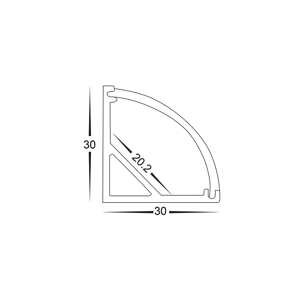 Corner 2 meter 30x30mm Aluminium LED Profile Silver - HV9691-3030-2M