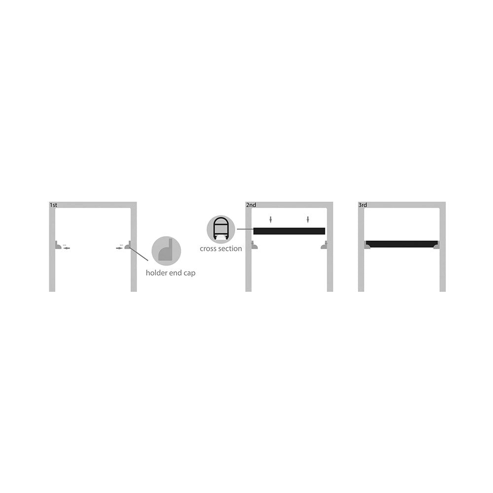 Wardrobe 3 Meter 19x30mm Aluminium LED Profile Silver - HV9692-1930-3M