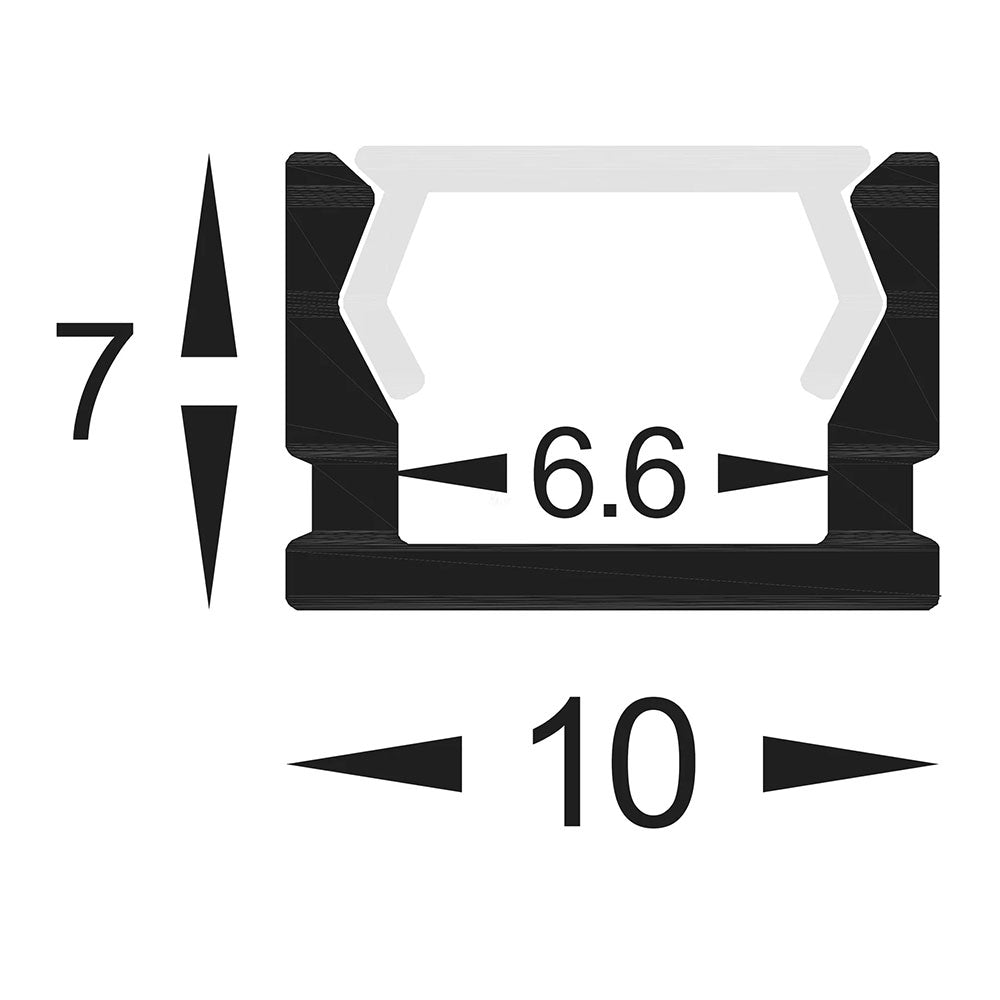 Shallow Square 2 Meter 10x7mm Aluminium LED Profile -  HV9693-1007-2M