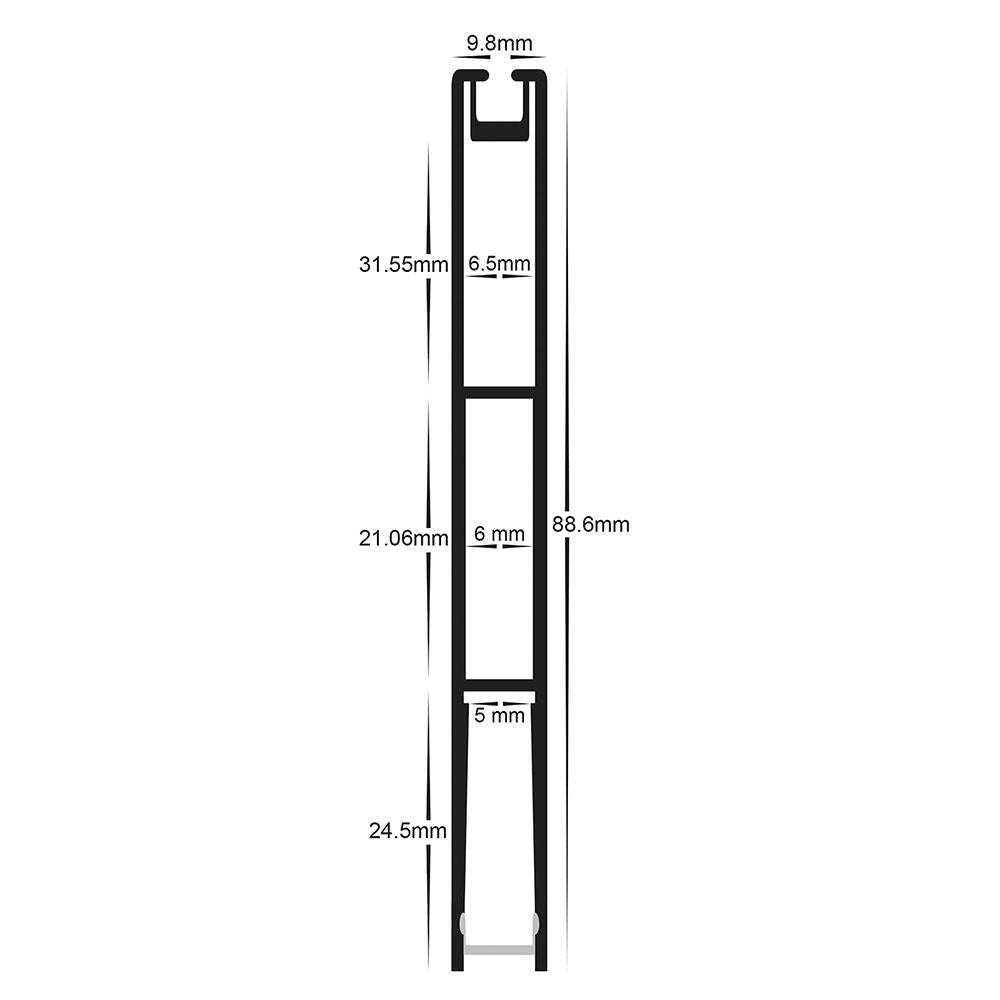 Suspended 1 Meter 10x89mm Aluminium LED Profile Black - HV9693-1089-BLK
