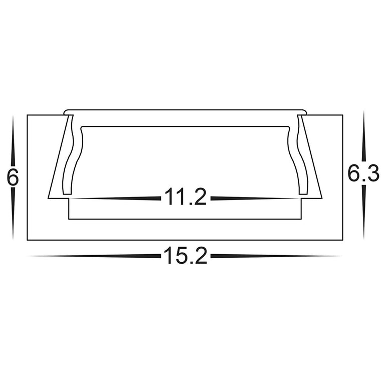 Shallow Square 1 Meter 15x6mm Aluminium LED Profile -  HV9693-1506
