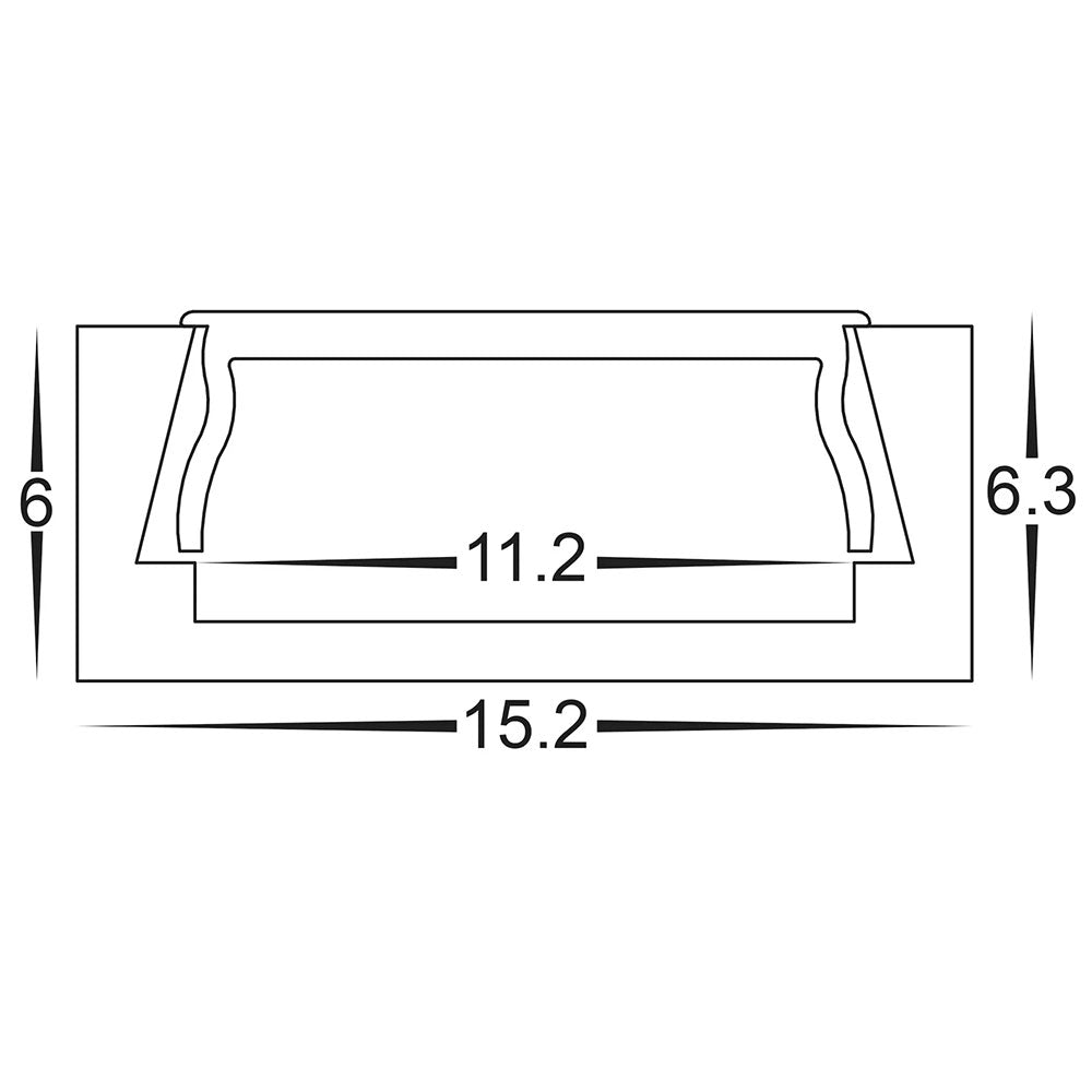 Shallow Square 3 Meter 15x6mm Aluminium LED Profile -  HV9693-1506-3M