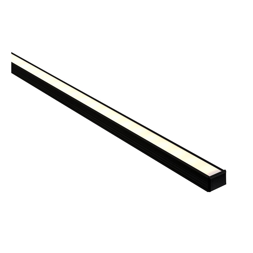Shallow Square 2 meter 16x12mm Aluminium LED Profile Black - HV9693-1612-BLK-2M