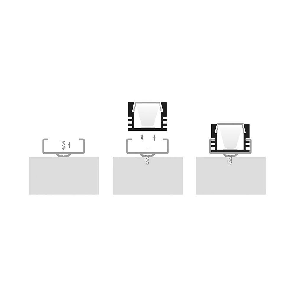 Shallow Square 1 meter 16x12mm Aluminium LED Profile White - HV9693-1612-WHT