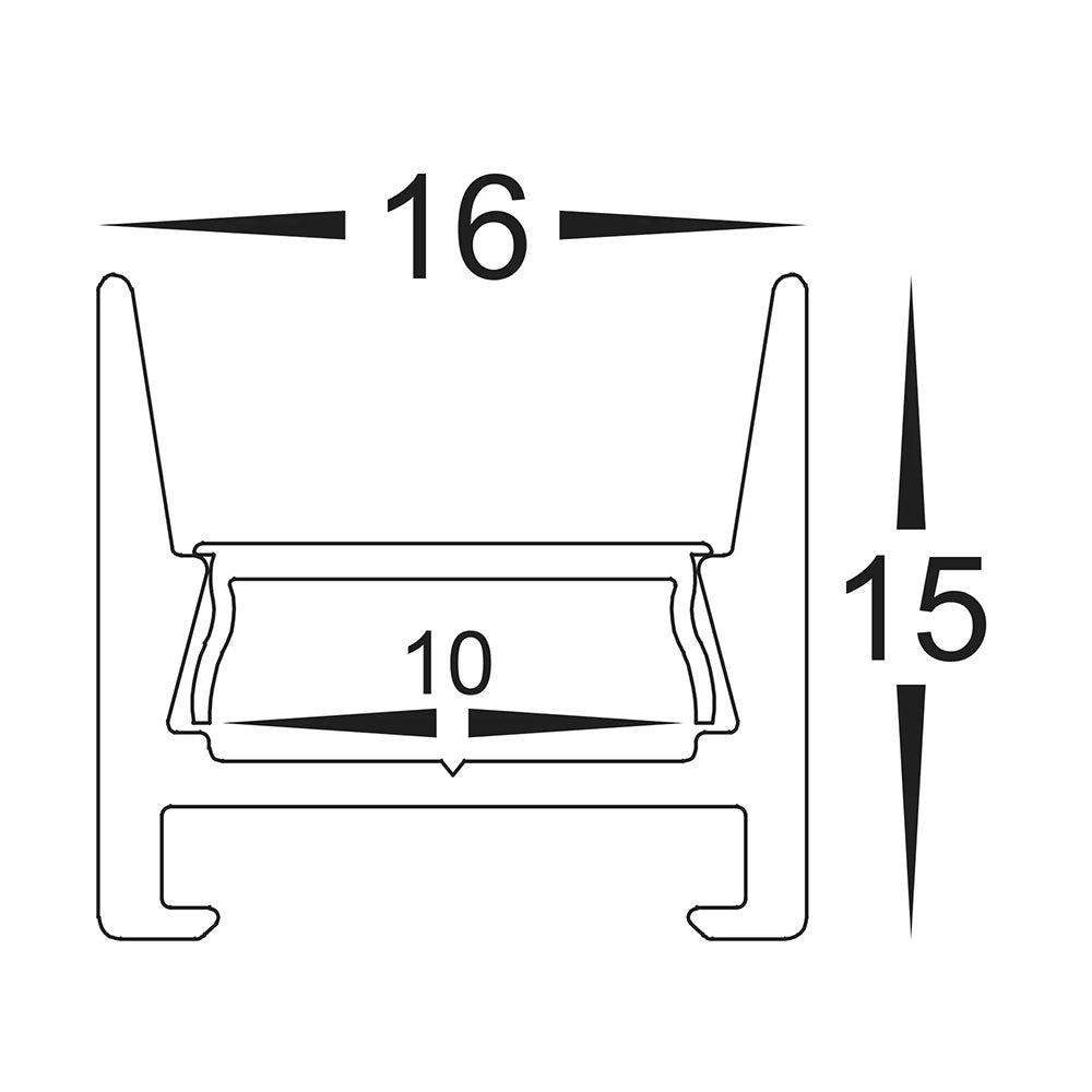 Shallow Square 3 Meter 16x15mm Aluminium LED Profile White -  HV9693-1615-WHT-3M