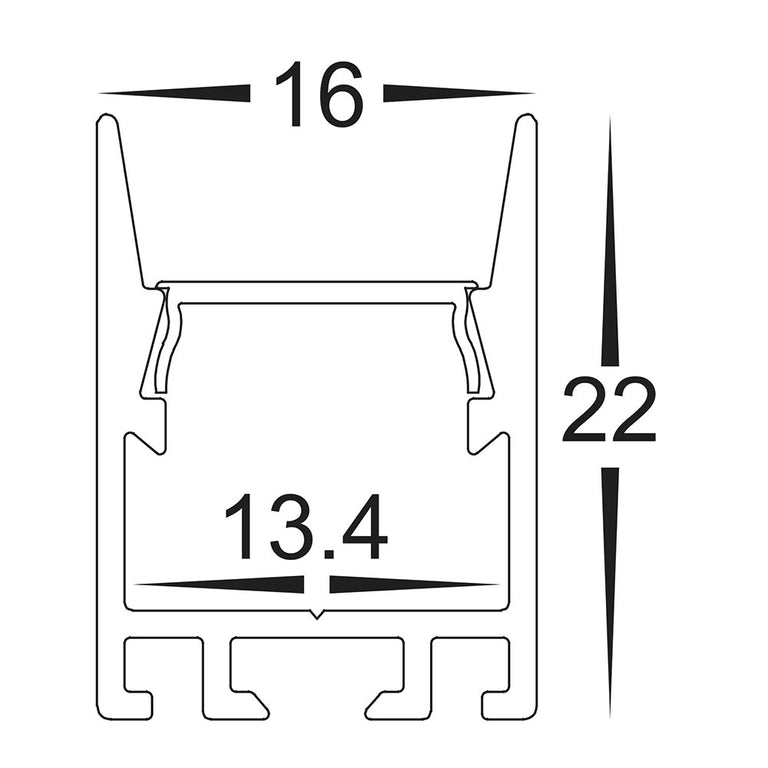 Surface Mounted or Suspended 1 Meter 16x22mm Aluminium LED Profile Black -  HV9693-1622-BLK