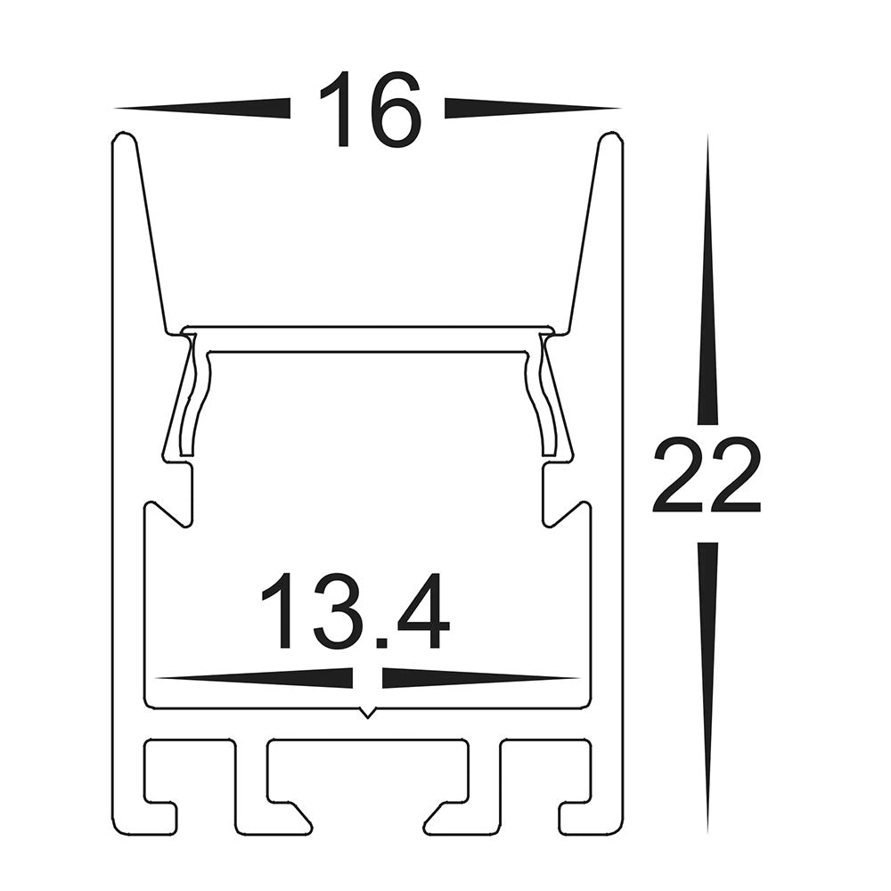 Surface Mounted or Suspended 3 Meter 16x22mm Aluminium LED Profile -  HV9693-1622-3M