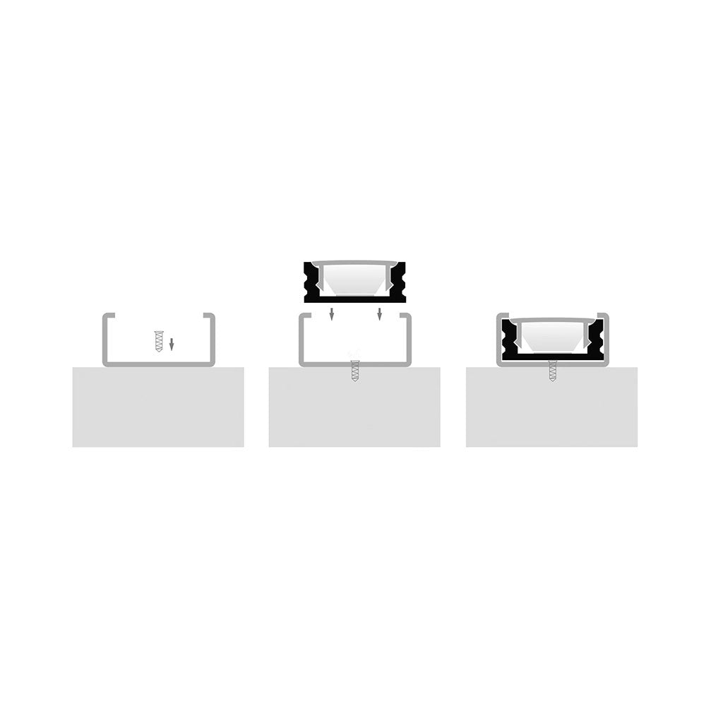 Shallow Square 3 Meter 18x9mm Aluminium LED Profile Silver - HV9693-1707-3M