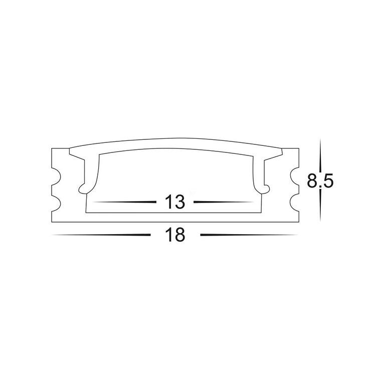 Shallow Square 3 Meter 18x9mm Aluminium LED Profile Silver - HV9693-1707-3M