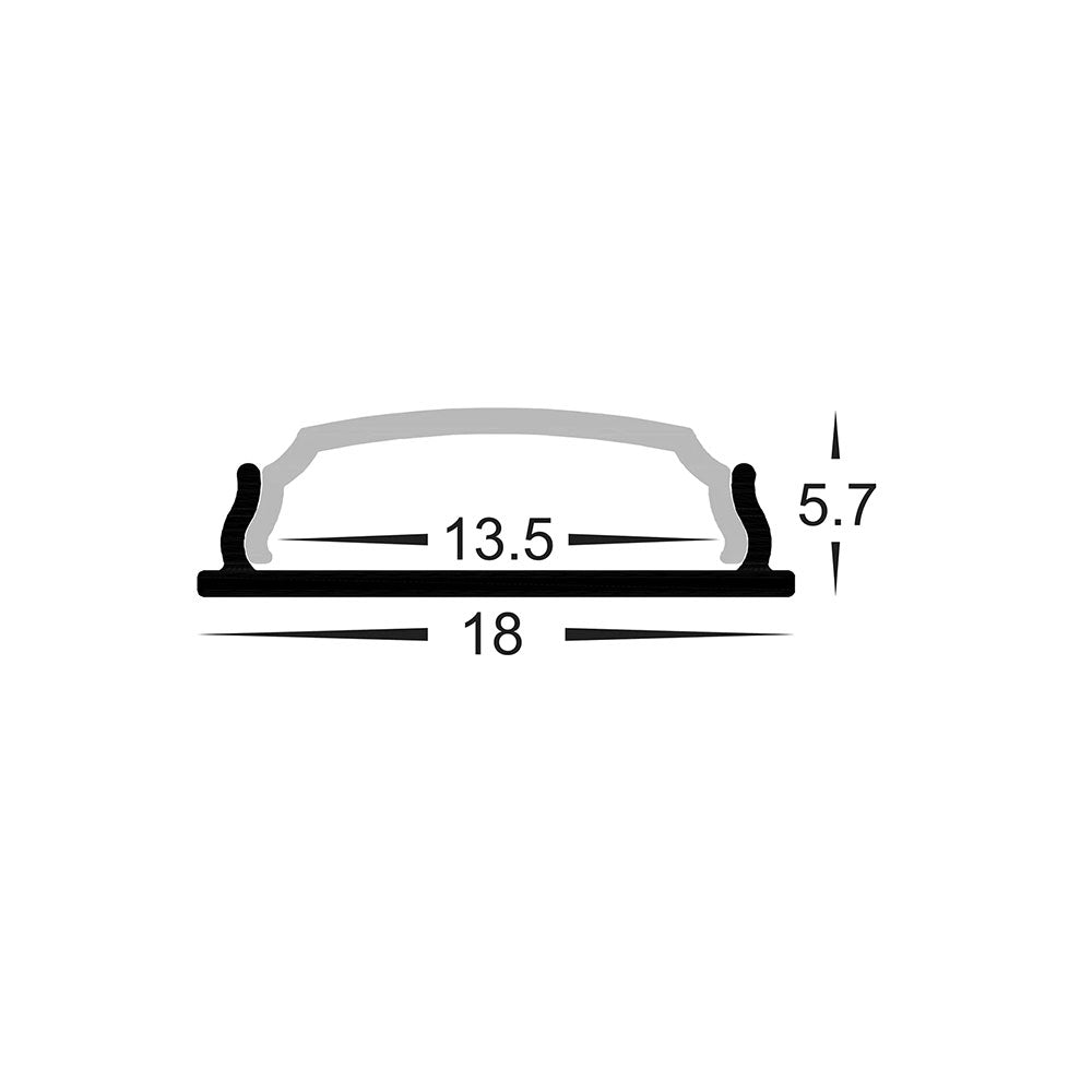Shallow Square 2 Meter 18x6mm Bendable Aluminium LED Profile Silver - HV9693-1806-2M