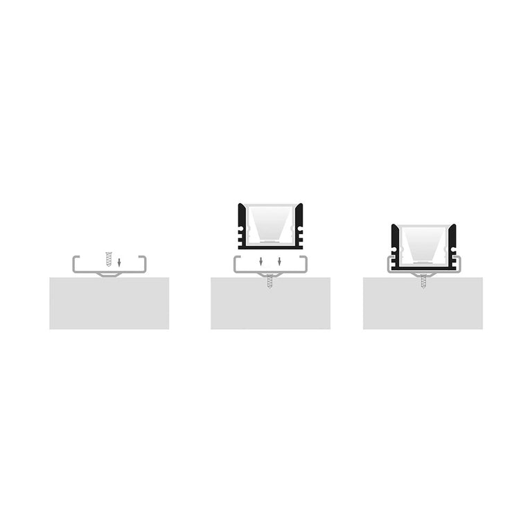 Shallow Square 2 Meter 18x13mm Weatherproof Aluminium LED Profile Silver - HV9693-1812-2M
