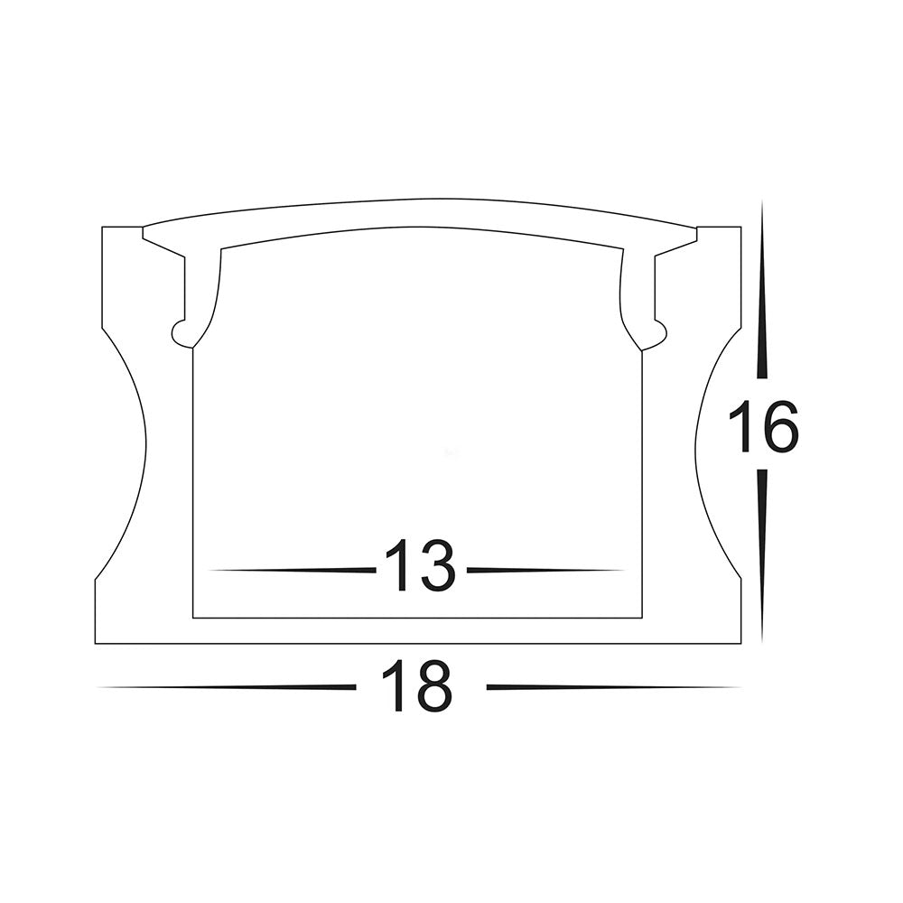 Deep Square 2 Meter 18x15mm Aluminium LED Profile Silver - HV9693-1815-2M