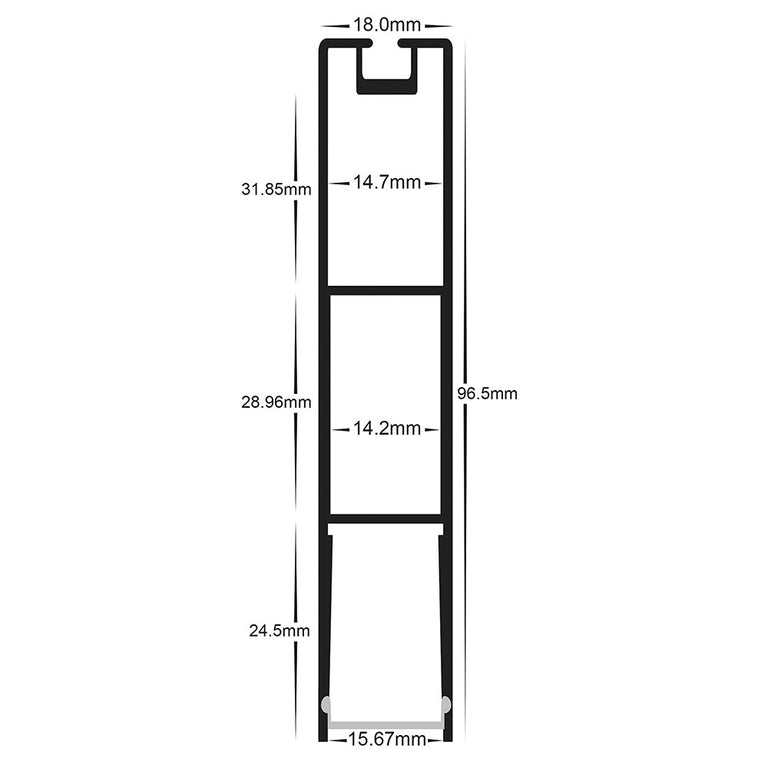 Suspended 3 Meter 18x96mm LED Aluminium Profile Black - HV9693-1896-BLK-3M