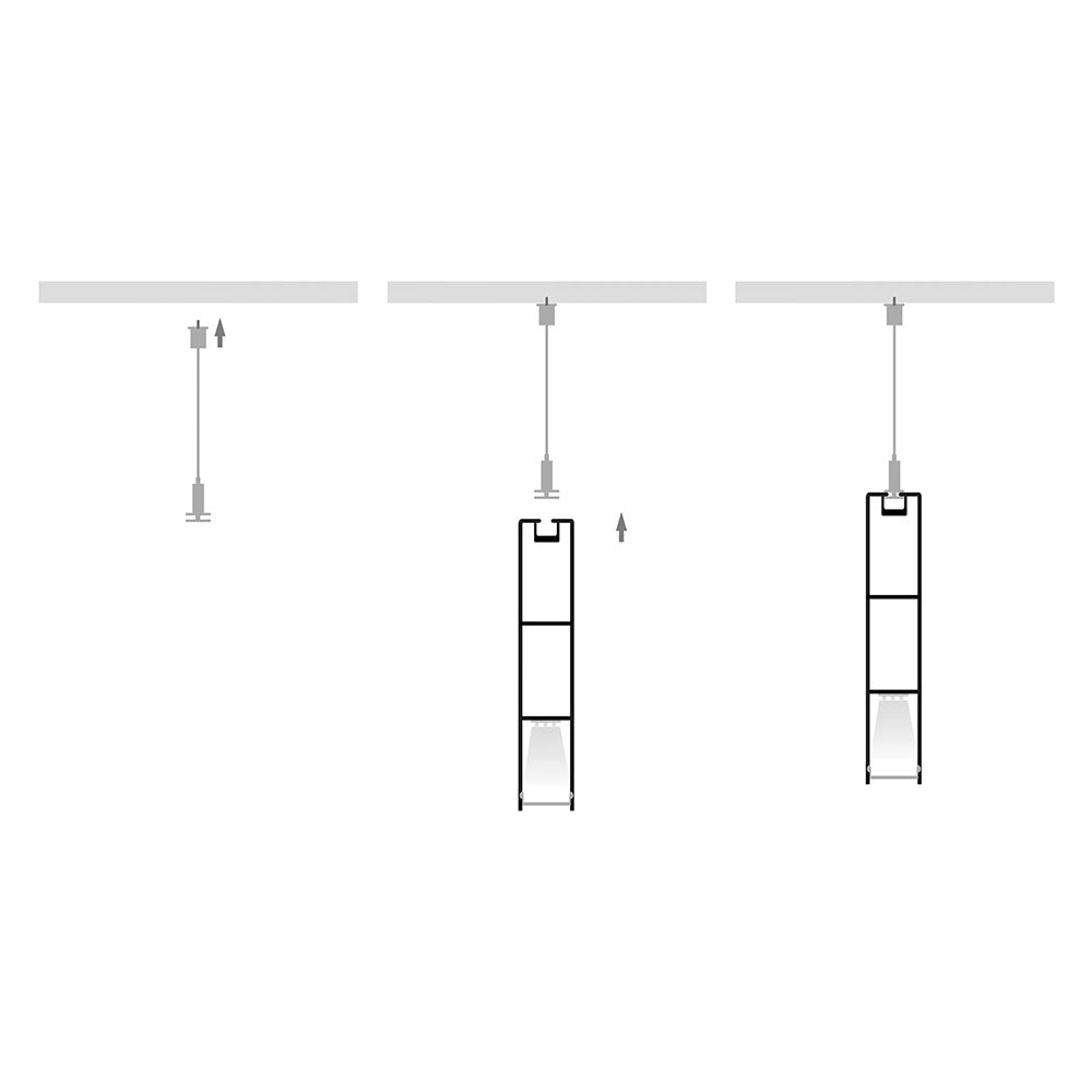 Suspended 3 Meter 18x96mm LED Aluminium Profile Black - HV9693-1896-BLK-3M
