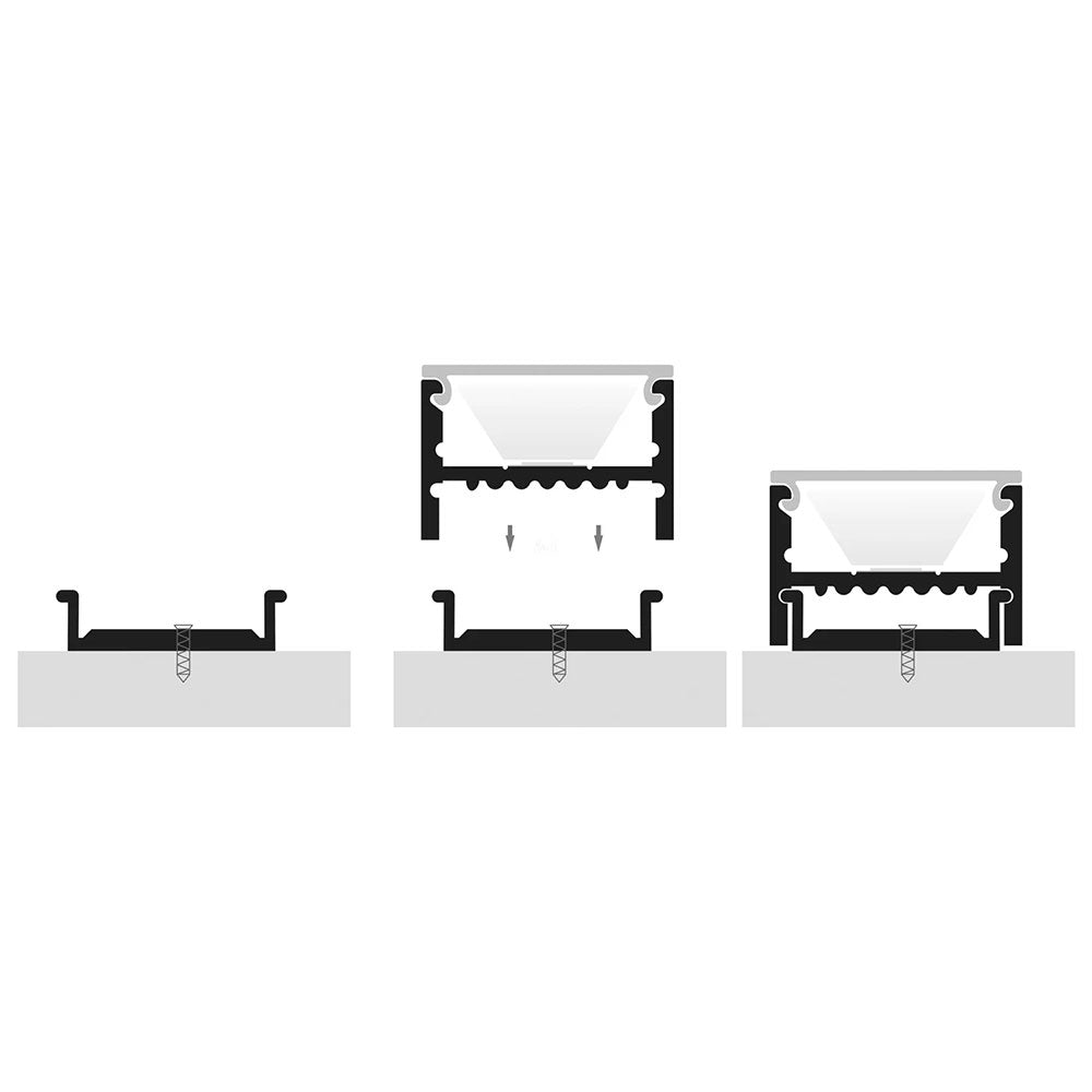 Deep Square 3 Meter 19x14mm Aluminium LED Profile Silver - HV9693-1922-3M