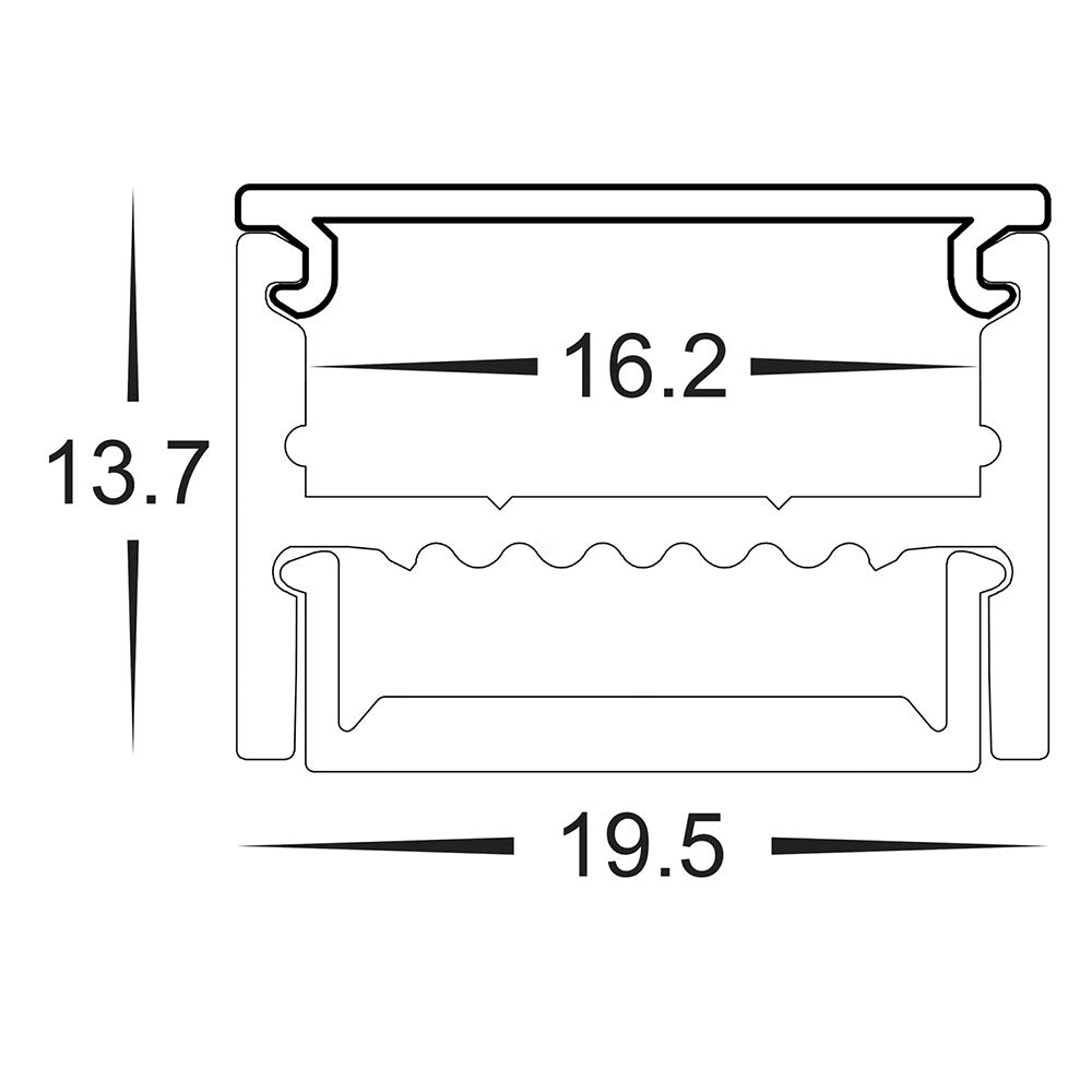 Deep Square 1 Meter 19x14mm Aluminium LED Profile Silver - HV9693-1922