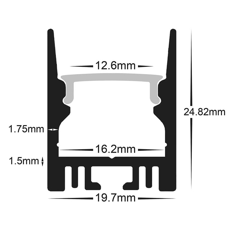 Suspended or Surface Mounted 1 Meter 20x25mm Aluminium LED Profile White - HV9693-2025-WHT