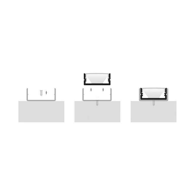 Shallow Square 3 Meter 23x10mm Aluminium LED Profile Silver - HV9693-2310-3M