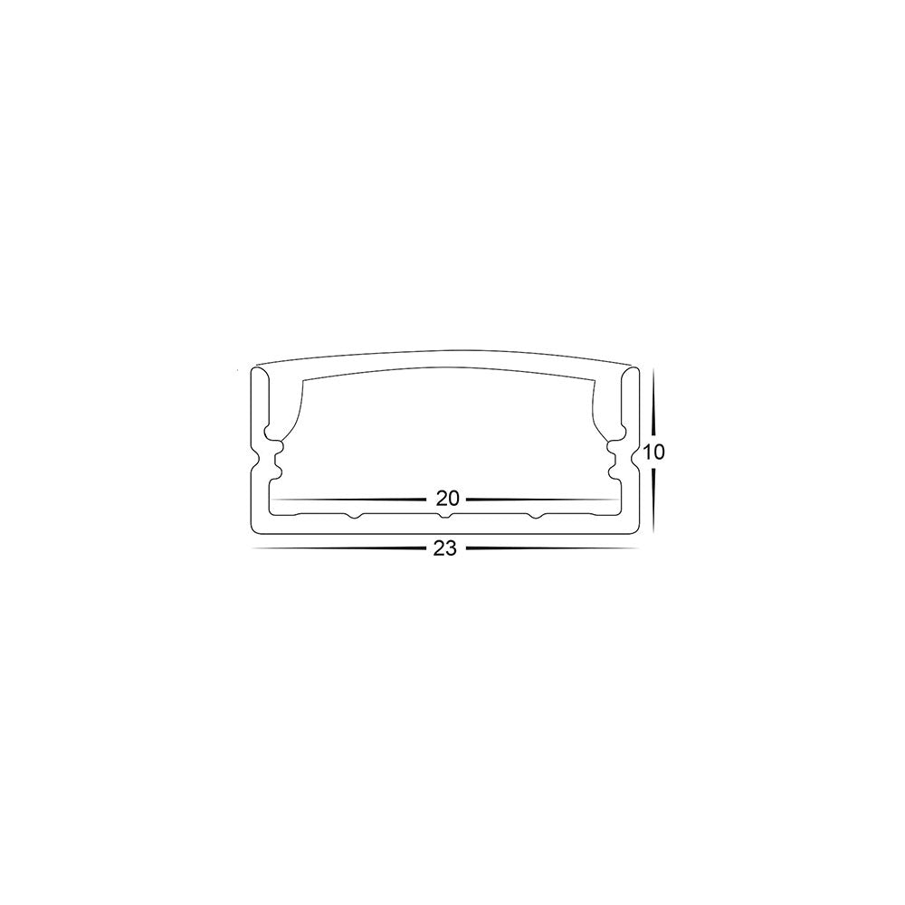 Shallow Square 2 Meter 23x10mm Aluminium LED Profile Silver - HV9693-2310-2M