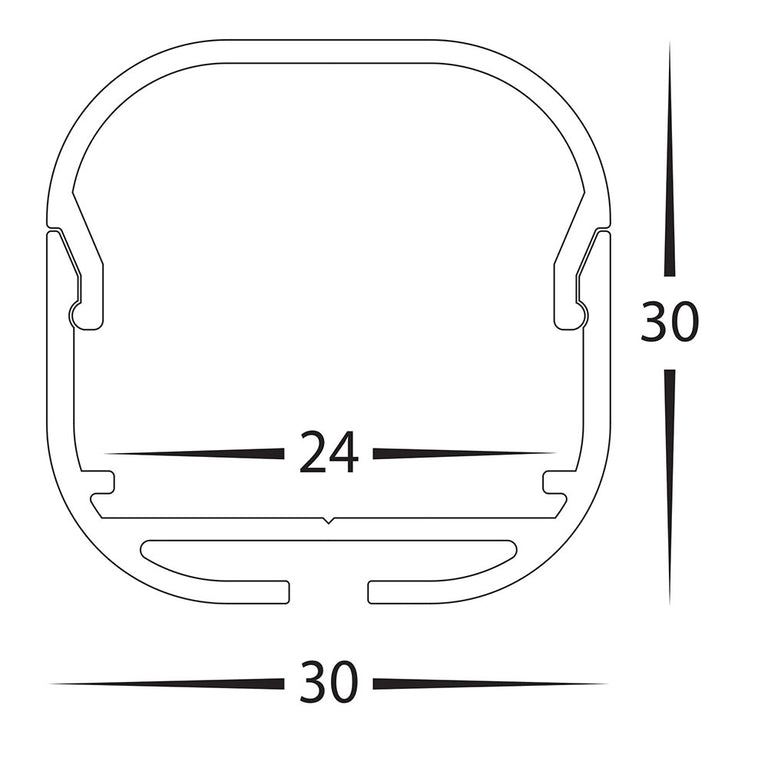 Rounded Surface Mounted or Suspended 1 Meter 30x30mm Aluminium LED Profile - HV9693-3030