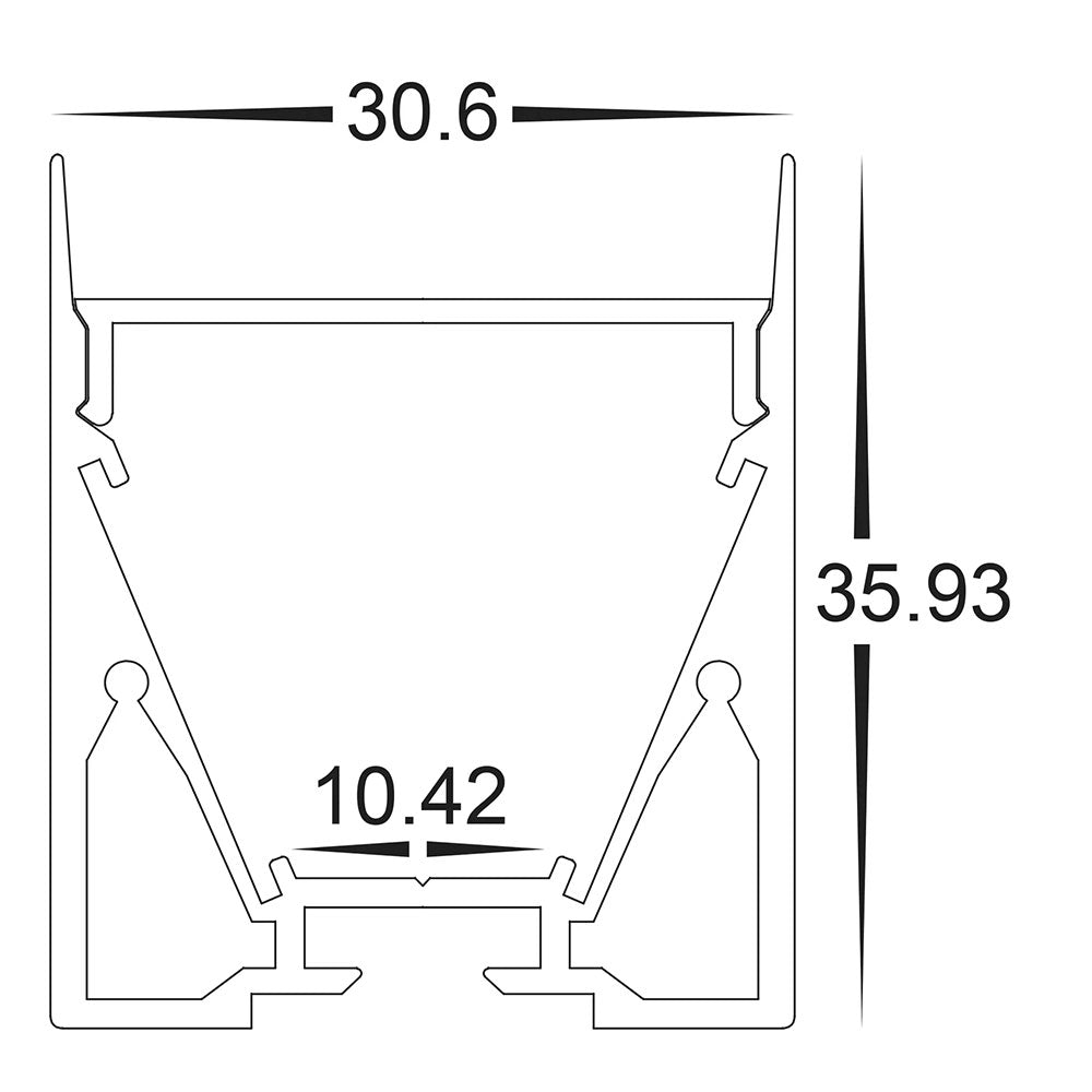 Surface Mounted or Suspended 2 Meter 31x36mm Aluminium LED Profile Silver - HV9693-3136-2M