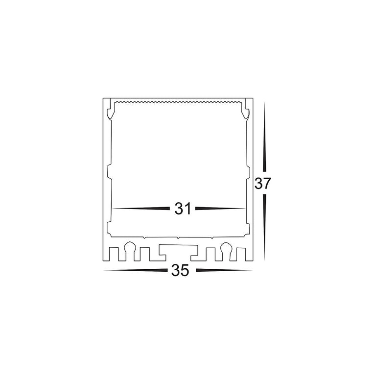 Suspended or Surface Mounted 1 Meter 35x37mm Aluminium LED Profile Silver - HV9693-3537