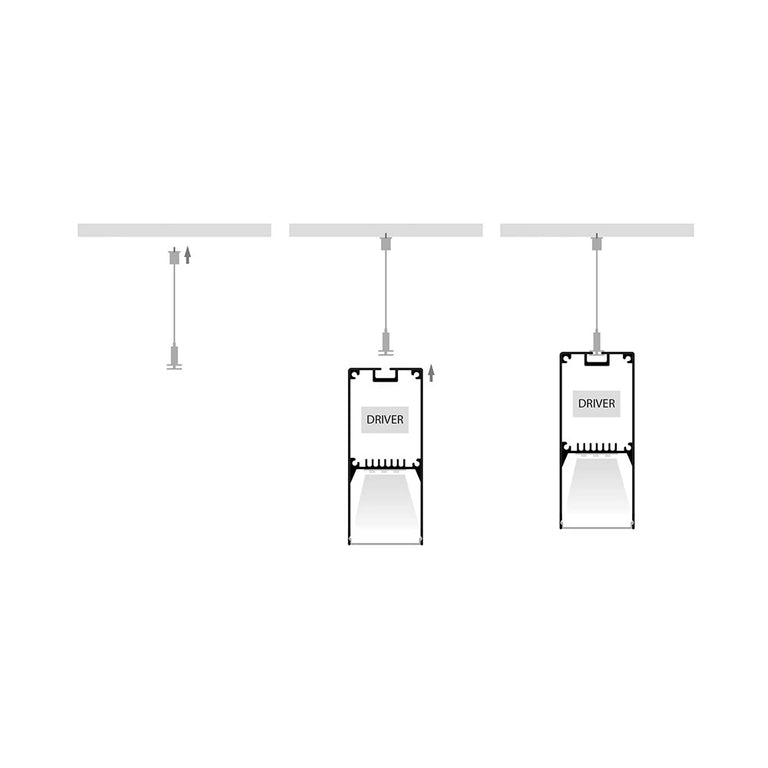 Suspended or Surface Mounted 3 Meter 38x90mm Aluminium LED Profile White - HV9693-3890-WHT-3M