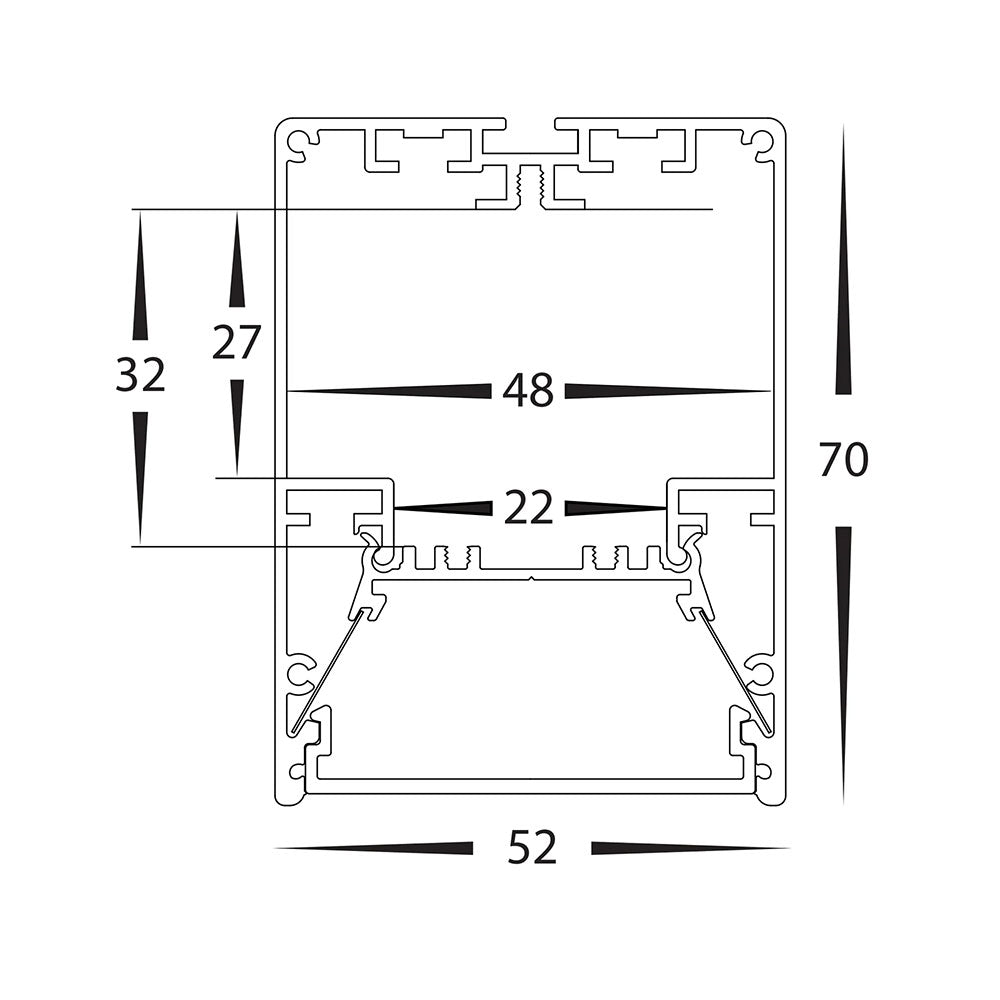 Suspended or Surface Mounted 3 Meter 52x70mm Aluminium LED Profile Black - HV9693-5270-BLK-3M