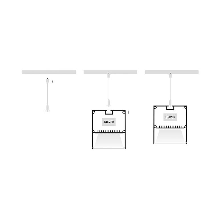 Suspended or Surface Mounted 3 Meter 60x70mm Aluminium LED Profile Silver - HV9693-6070-3M