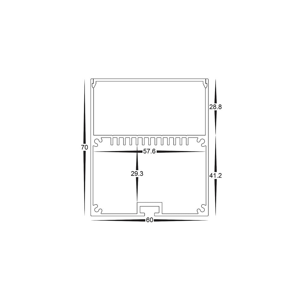 Suspended or Surface Mounted 1 Meter 60x70mm Aluminium LED Profile White - HV9693-6070-WHT