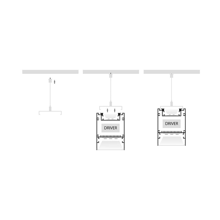 Suspended Up & Down 3 Meter 60x80mm Aluminium LED Profile Silver - HV9693-6080-3M