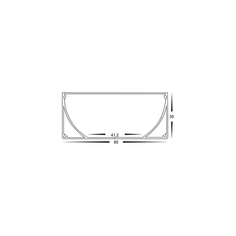 Deep Square 3 Meter 80x35mm Aluminium LED Profile Silver - HV9693-8035-3M