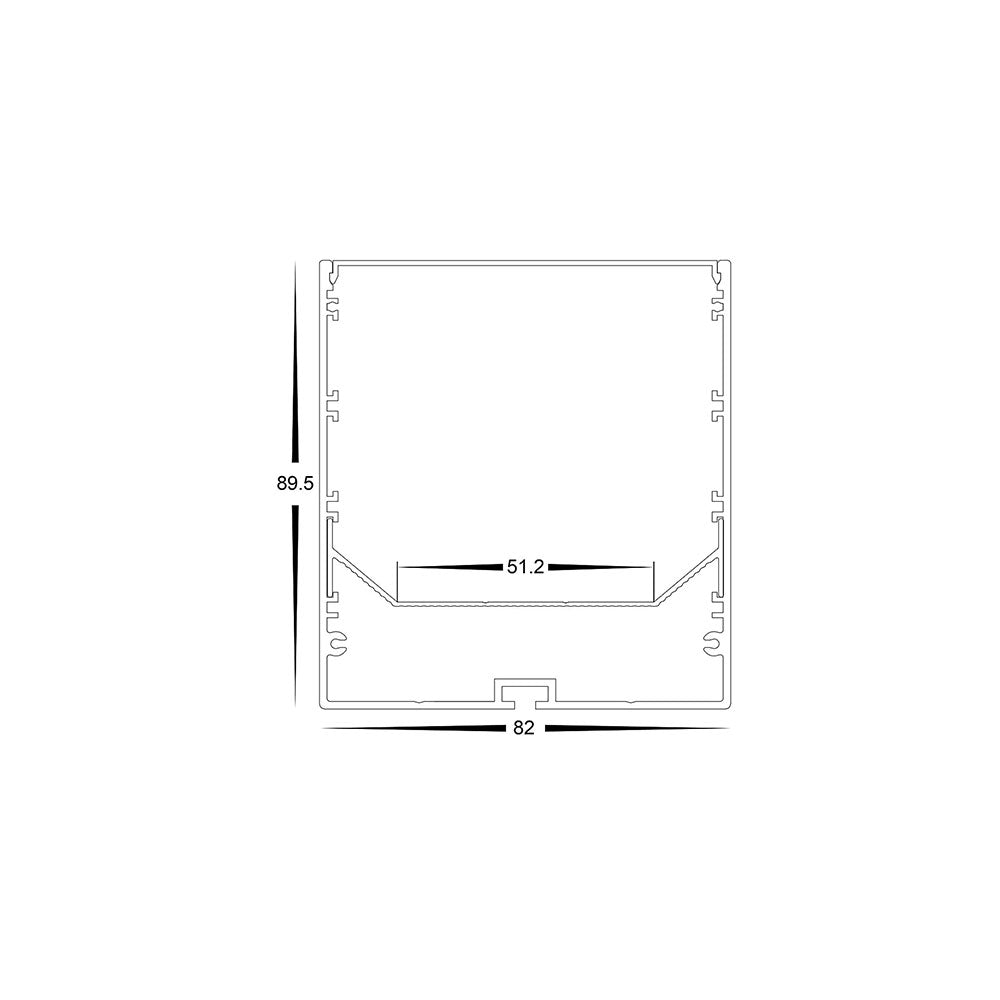 Suspended or Surface Mounted 3 Meter 82x90mm Aluminium LED Profile Silver - HV9693-8090-3M