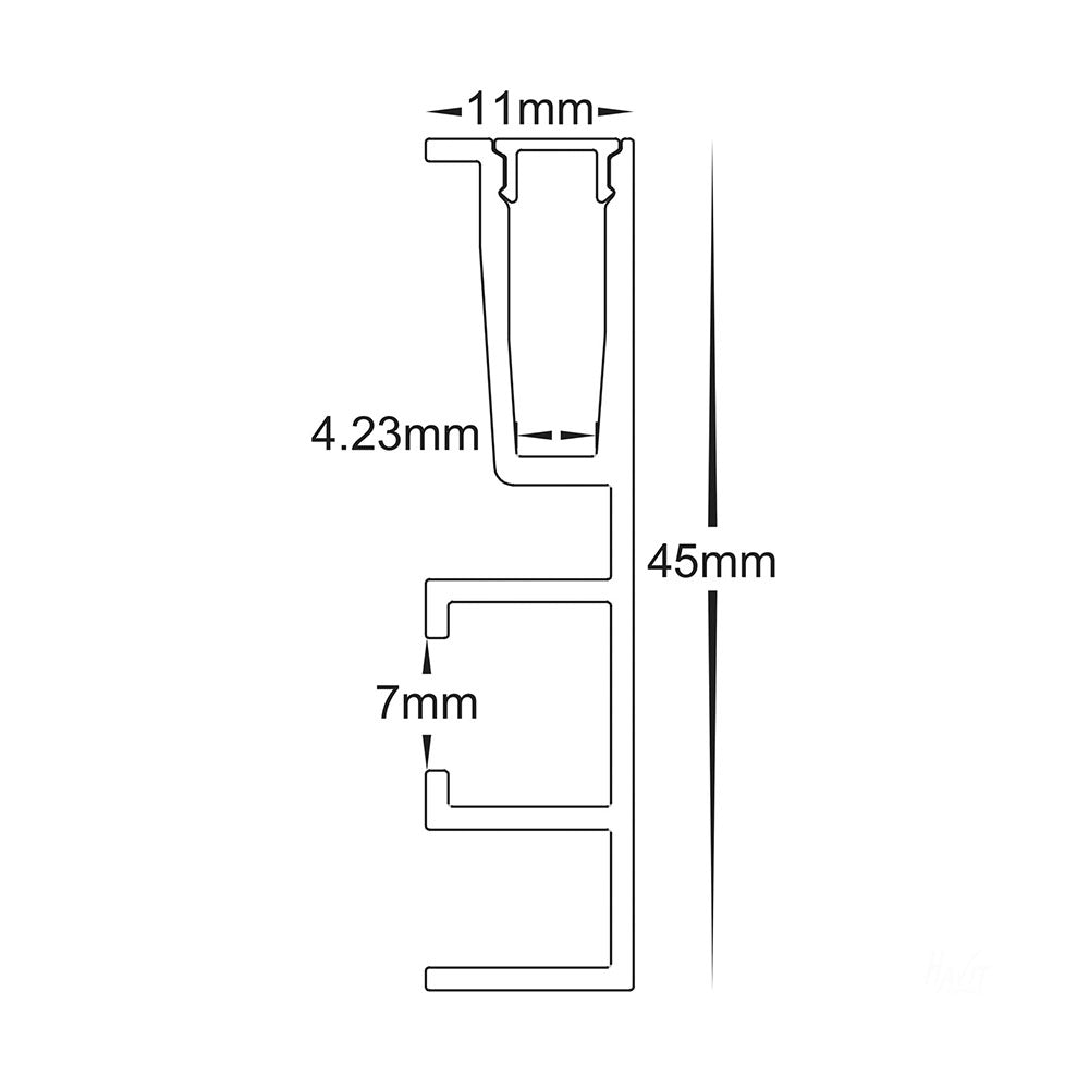 Side Mounted 2 meter 11x45mm Aluminium LED Profile Black - HV9694-1145-BLK-2M