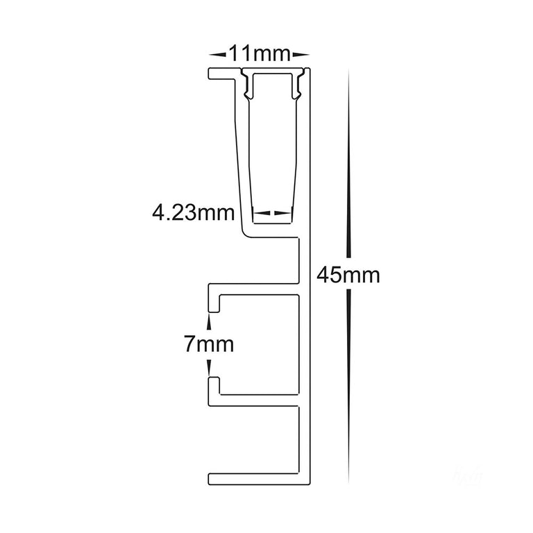 Side Mounted 2 meter 11x45mm Aluminium LED Profile Black - HV9694-1145-BLK-2M