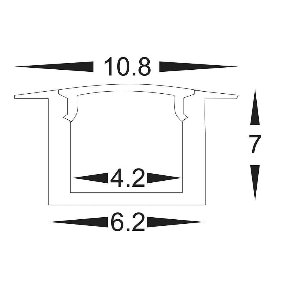 Micro Recessed 1 Meter 11x7mm LED Profile Silver - HV9695-1107