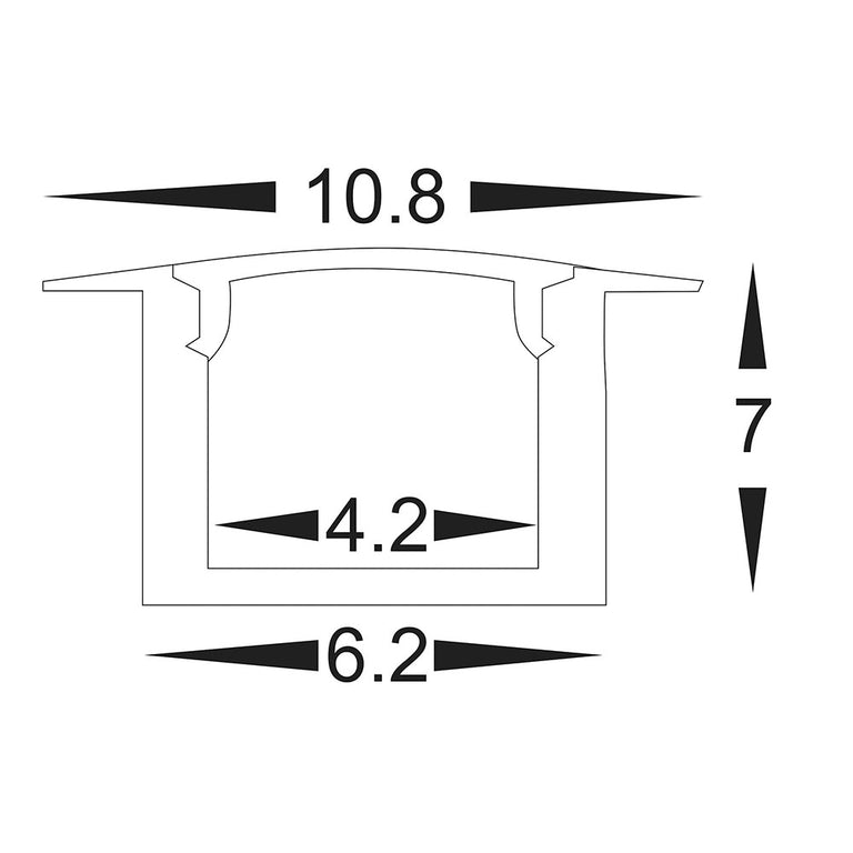 Micro Recessed 2 Meter 11x7mm LED Profile Silver - HV9695-1107-2M