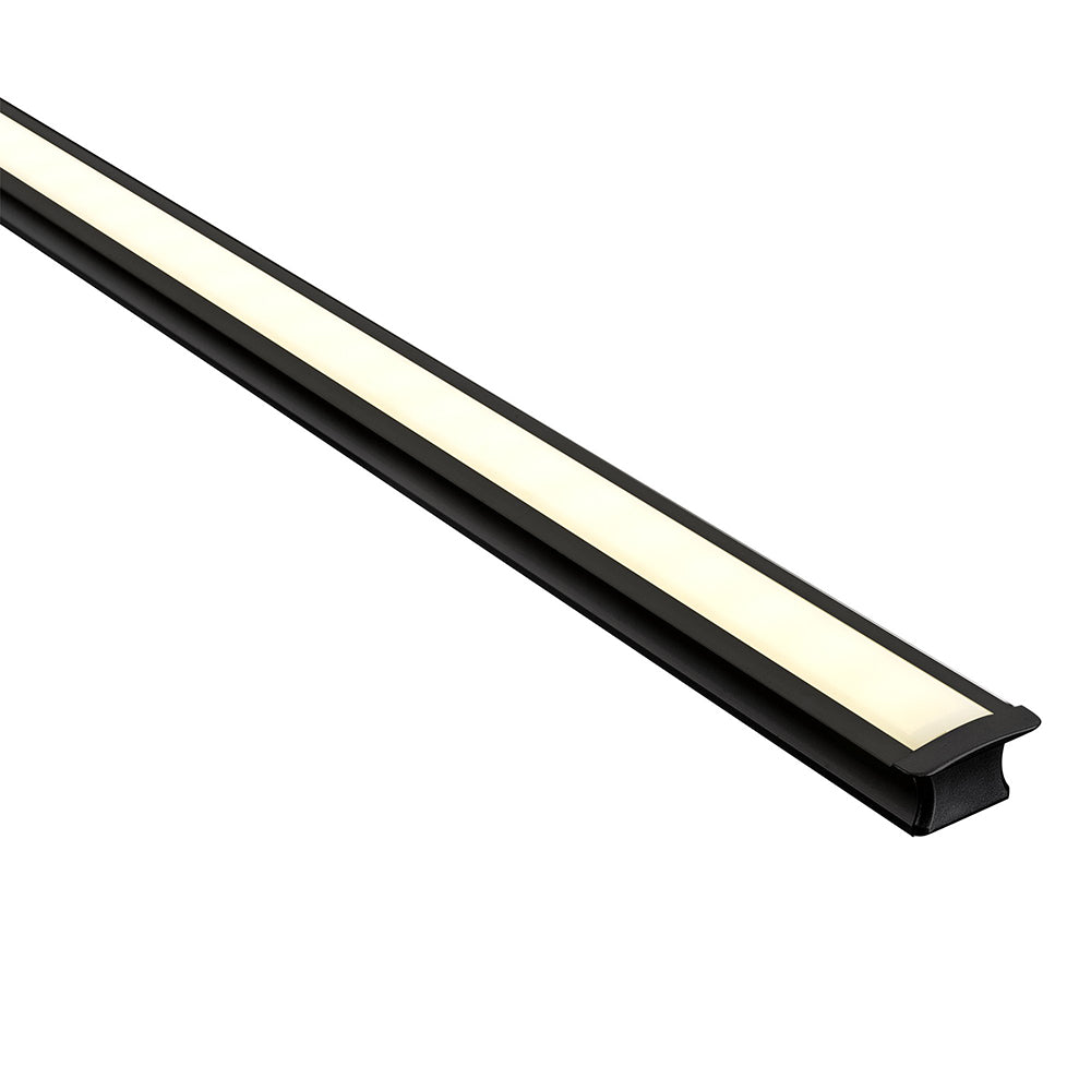 Deep Square Recessed or Surface Mounted 3 Meter 25x16mm Winged Aluminium LED Profile Black - HV9695-2515-BLK-3M