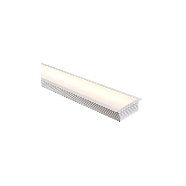 Large Deep Square Recessed 3 Meter 100x35mm Winged Aluminium LED Profile Silver - HV9695-9835-3M