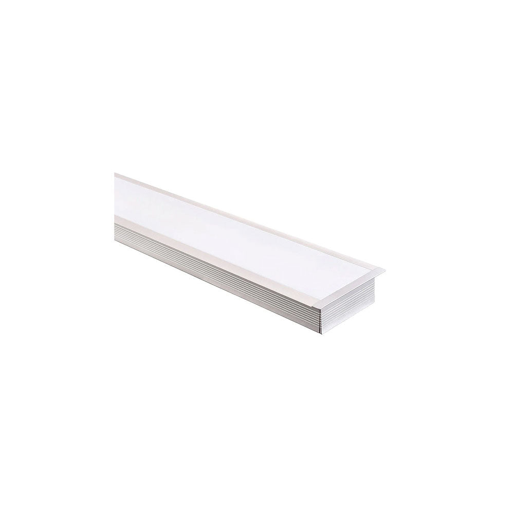 Large Deep Square Recessed 3 Meter 100x35mm Winged Aluminium LED Profile Silver - HV9695-9835-3M