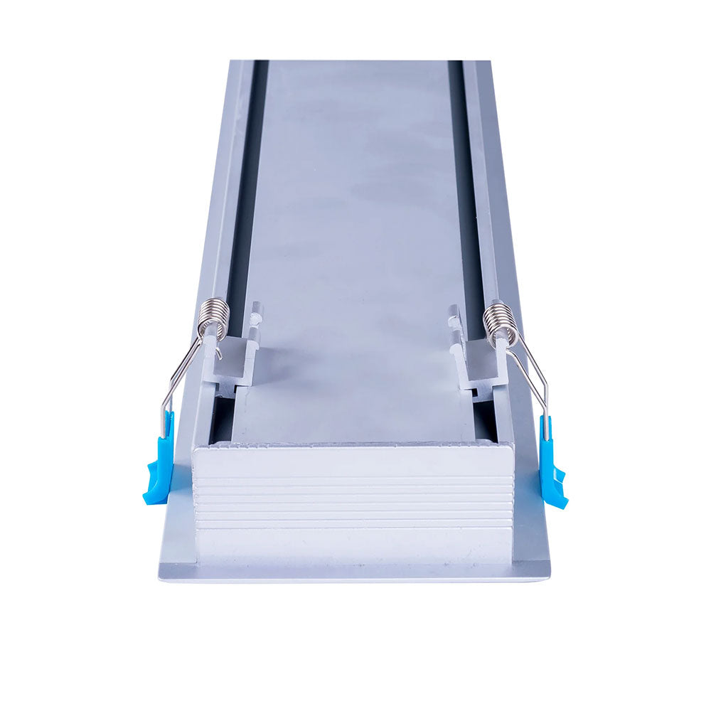 Large Deep Square Recessed 3 Meter 100x35mm Winged Aluminium LED Profile Silver - HV9695-9835-3M
