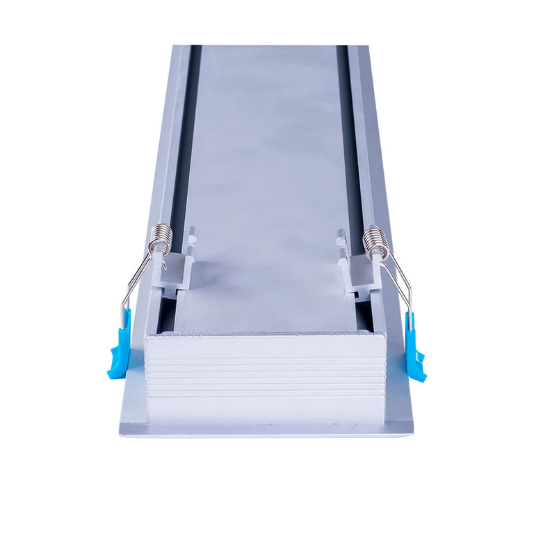 Large Deep Square Recessed 3 Meter 100x35mm Winged Aluminium LED Profile Silver - HV9695-9835-3M